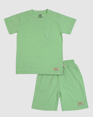 Regular Fit Neon Green Co-Ord Set – Cotton Lycra T-Shirt & Shorts