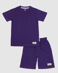 Regular Fit Dark Purple Co-Ord Set – Cotton Lycra T-Shirt & Shorts