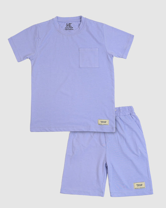 Regular Fit Light Purple Co-Ord Set – Cotton Lycra T-Shirt & Shorts