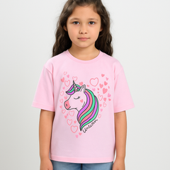 Girls Light Pink Magical Unicorn Printed T-Shirt – 100% Cottom