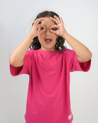 Hot Pink T-Shirt & Short Set - Oversized - Cotton Lycra