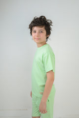 Neon Green T-Shirt & Short Set - Oversized - Cotton Lycra