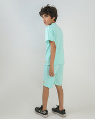 Sea Green T-Shirt & Short Set - Oversized - Cotton Lycra