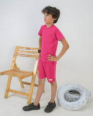 Regular Fit Hot Pink Co-Ord Set – Cotton Lycra T-Shirt & Shorts
