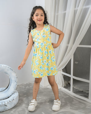 Yellow Floral Frock & Legging Set