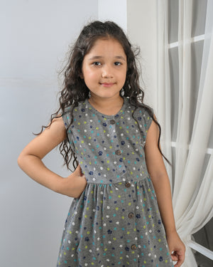 Grey Paw Print Frock & Legging Set