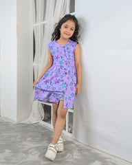 Lavender Sea Print Frock – Button Front Cotton Jersey