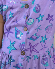 Lavender Sea Print Frock – Button Front Cotton Jersey