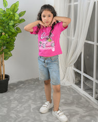 Girls Road Trip Vibes Graphic Print Boxy T-Shirt – Pink Short Sleeve