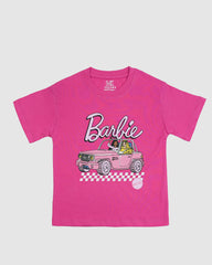 Girls Road Trip Vibes Graphic Print Boxy T-Shirt – Pink Short Sleeve