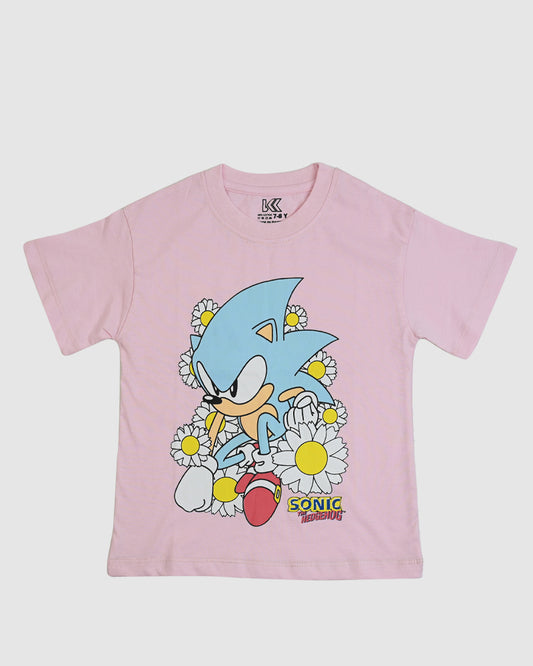 Girls Action Hero Hedgehog T-Shirt – Light Pink Boxy Graphic Tee