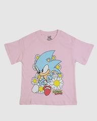 Girls Action Hero Hedgehog T-Shirt – Light Pink Boxy Graphic Tee