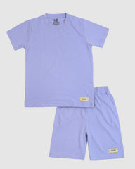 Light Purple T-Shirt & Short Set - Oversized - Cotton Lycra
