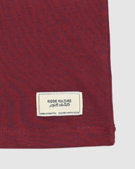 Maroon T-Shirt & Short Set - Oversized - Cotton Lycra