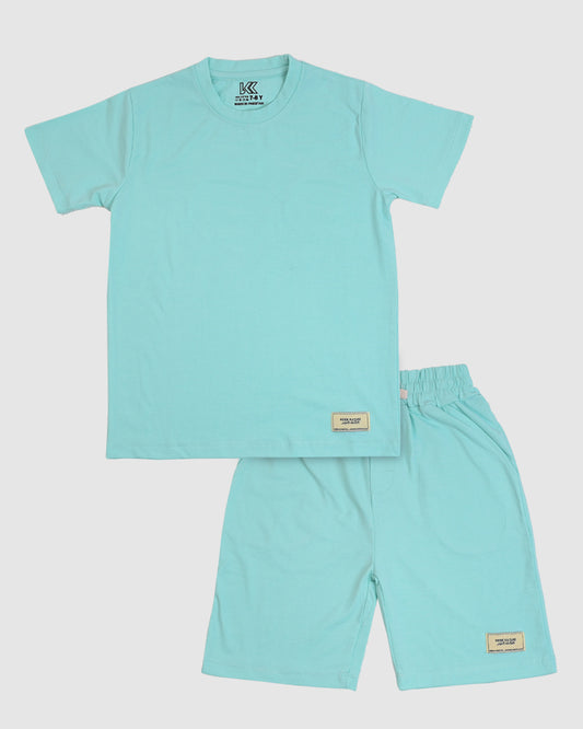 Sea Green T-Shirt & Short Set - Oversized - Cotton Lycra