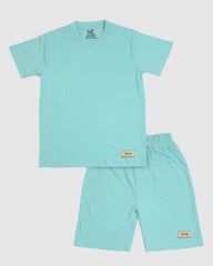 Sea Green T-Shirt & Short Set - Oversized - Cotton Lycra