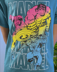 Teal Printed T-Shirt for Kids - Vintage Style