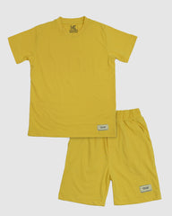 Yellow T-Shirt & Short Set - Oversized - Cotton Lycra