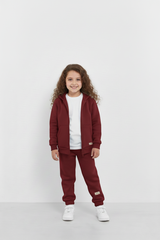 Burgundy Zipper Hoodie and Trouser Set