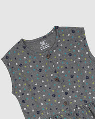 Grey Paw Print Frock – Cotton Jersey