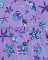 Lavender Sea Print Frock – Button Front Cotton Jersey