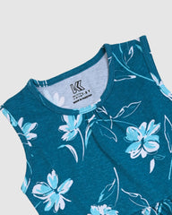 Teal Floral Frock – Cotton Jersey