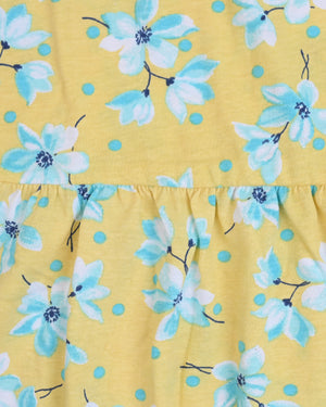 Yellow Floral Frock & Legging Set