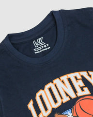 Kid's Navy Wild Cartoon Basketball Printed T-shirt