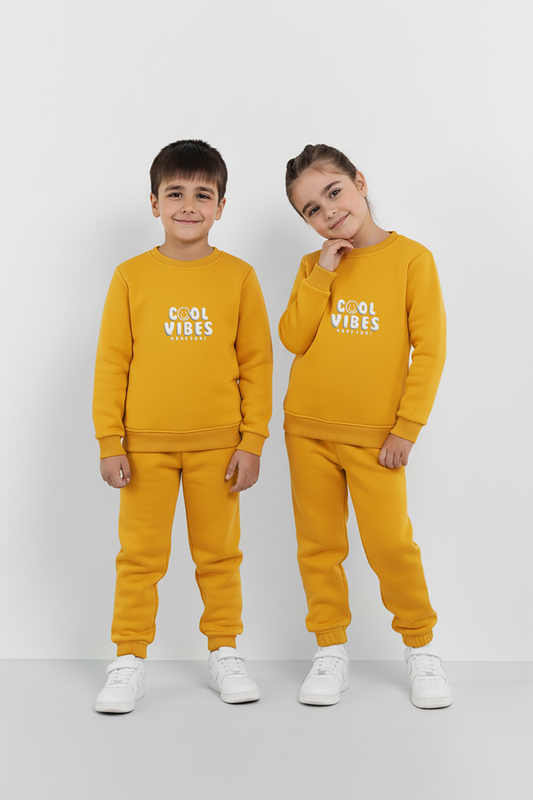 Mustard Cool Vibes Sweatshirt & Trouser Set