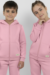 Pink Zipper Hoodie and Trouser Set