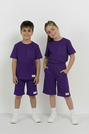 Dark Purple Co-ord Set - Cotton Lycra