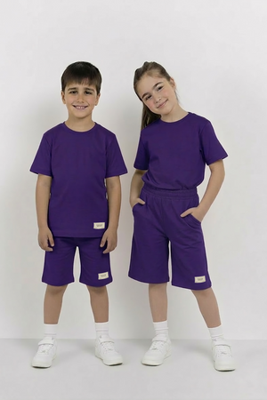 Dark Purple Co-ord Set - Cotton Lycra