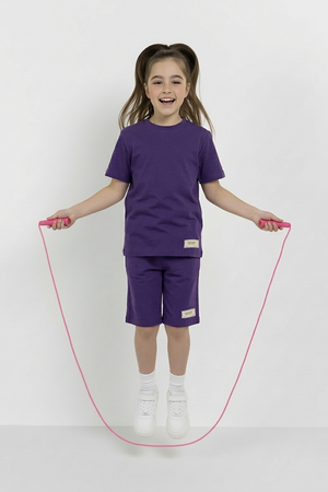 Dark Purple Co-ord Set - Cotton Lycra