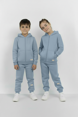 Sky Blue Zipper Hoodie and Trouser Set