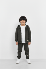 Smoke Gray Zipper Hoodie and Trouser Set