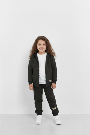 Smoke Gray Zipper Hoodie and Trouser Set