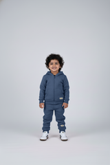 Vintage Blue Zipper Hoodie and Trouser Set