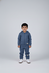 Vintage Blue Zipper Hoodie and Trouser Set