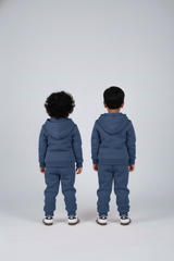 Vintage Blue Zipper Hoodie and Trouser Set