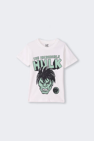 Mighty Green Smash Cartoon White T-Shirt for Kids – Comic Style