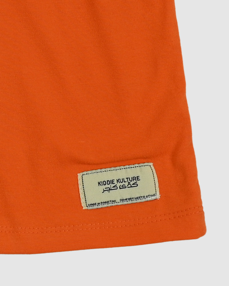 Regular Fit Orange Co-Ord Set – Cotton Lycra T-Shirt & Shorts