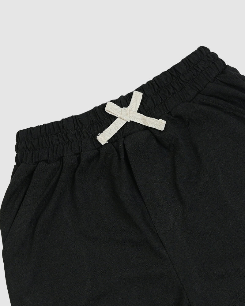 Regular Fit Black Co-Ord Set – Cotton Lycra T-Shirt & Shorts