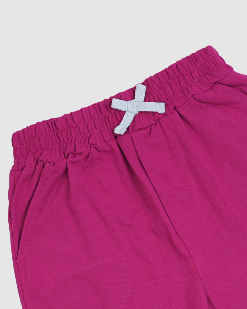 Regular Fit Hot Pink Co-Ord Set – Cotton Lycra T-Shirt & Shorts
