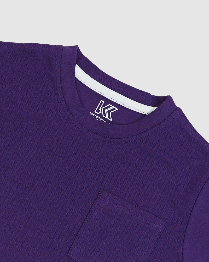 Regular Fit Dark Purple Co-Ord Set – Cotton Lycra T-Shirt & Shorts