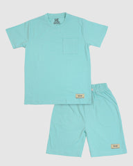 Regular Fit Sea Green Co-Ord Set – Cotton Lycra T-Shirt & Shorts