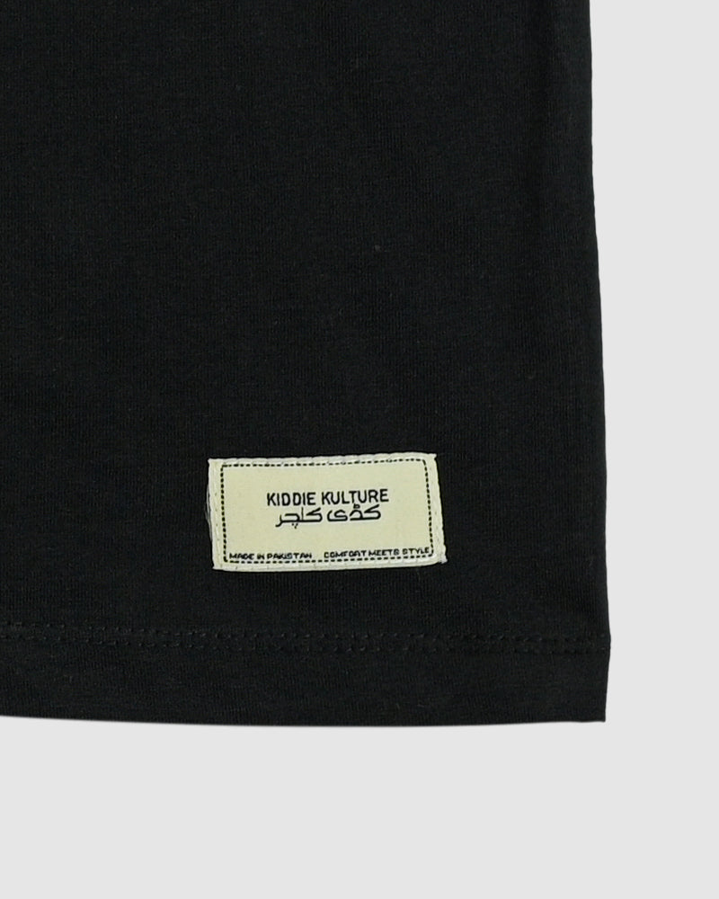 Black T-Shirt & Short Set - Oversized - Cotton Lycra