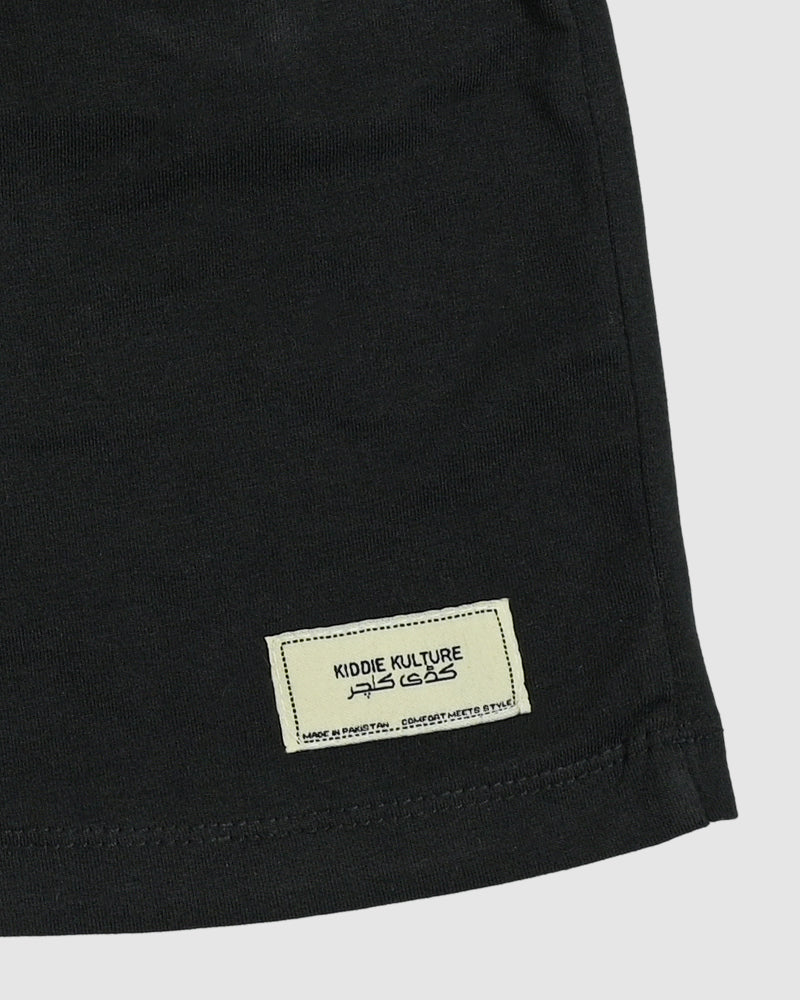 Black T-Shirt & Short Set - Oversized - Cotton Lycra