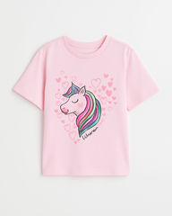 Girls Light Pink Magical Unicorn Printed T-Shirt – 100% Cottom