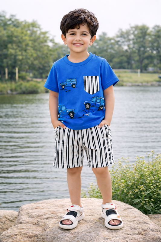 Blue Jeep Outfit | T-Shirt + Shorts Set