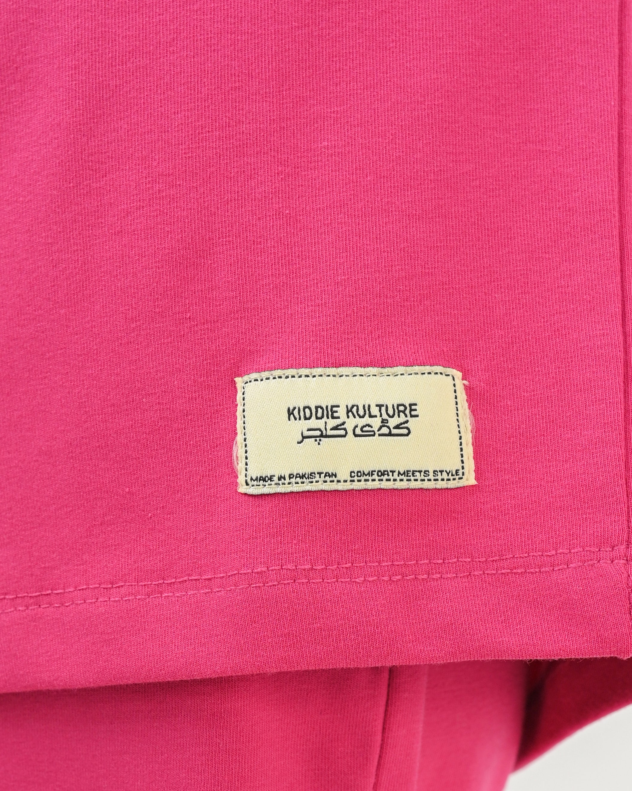 Oversized Hot Pink Co-Ord Set – Cotton Lycra T-Shirt & Shorts Combo